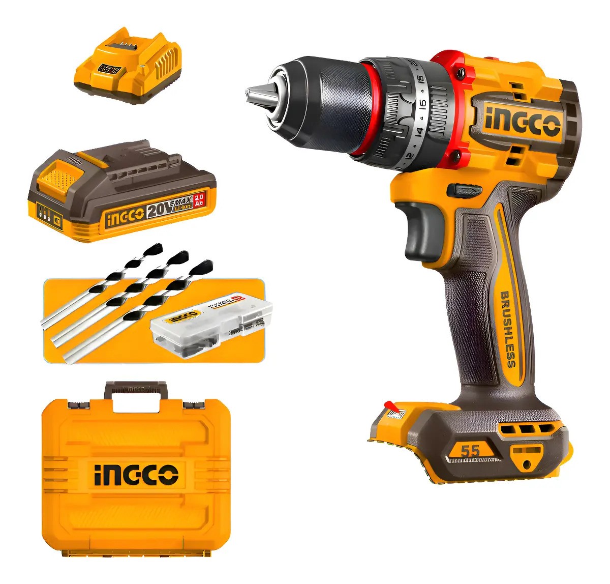 Atornillador Percutor Compact P20s Ingco Cidli20558 Color Na Naranja Oscuro - Imagen 5