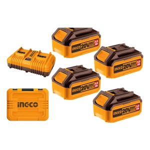 Set X 4 Baterias 5ah + Cargador Doble + Valija Ingco Fbcli20