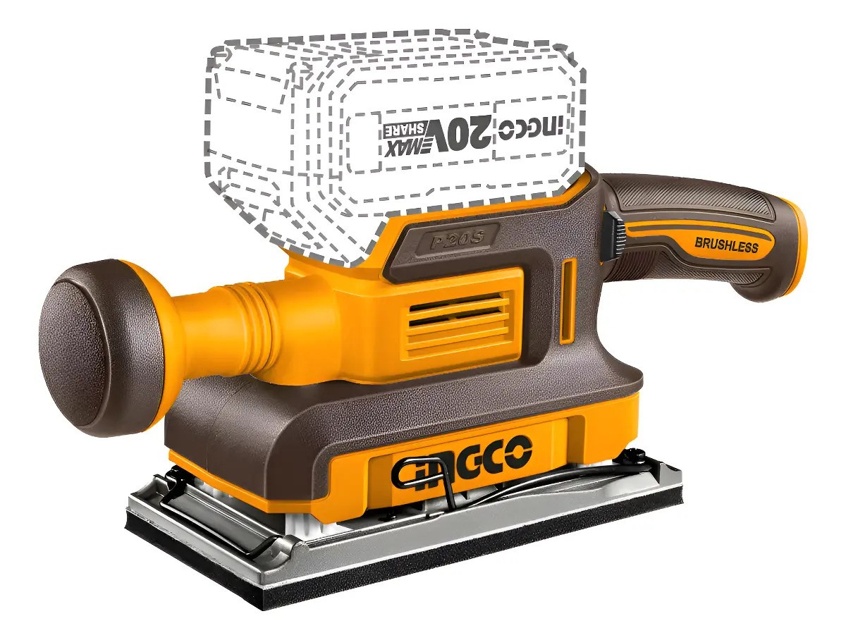 Lijadora Orbital Brushless C/batcar 5 Lijas Ingco Cfsli20311 Amarillo