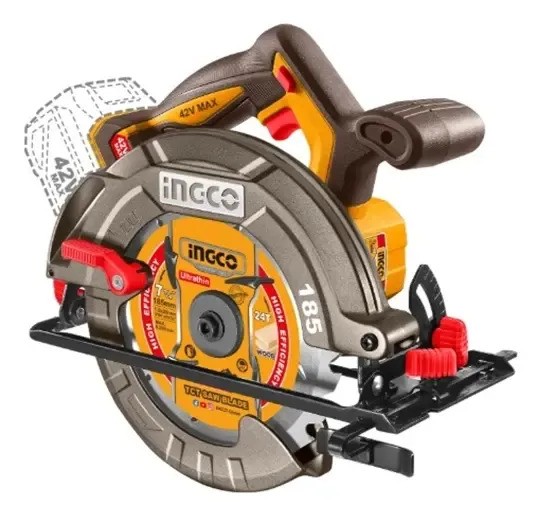 Sierra Circular A Batería 185mm 42v Motor Brushless + Baterí Naranja Amarillo - Imagen 3
