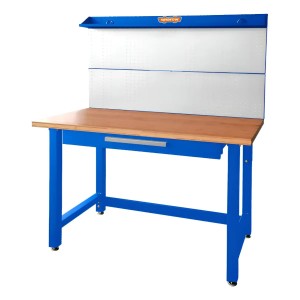 Mesa Trabajo Con Cajon + Base De Madera Wadfow Wcs5a03 Azul