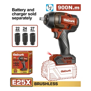 Llave De Impacto A Bateria 25v 1/2  900nm 3 Dados S/bat S/ca Rojo 50
